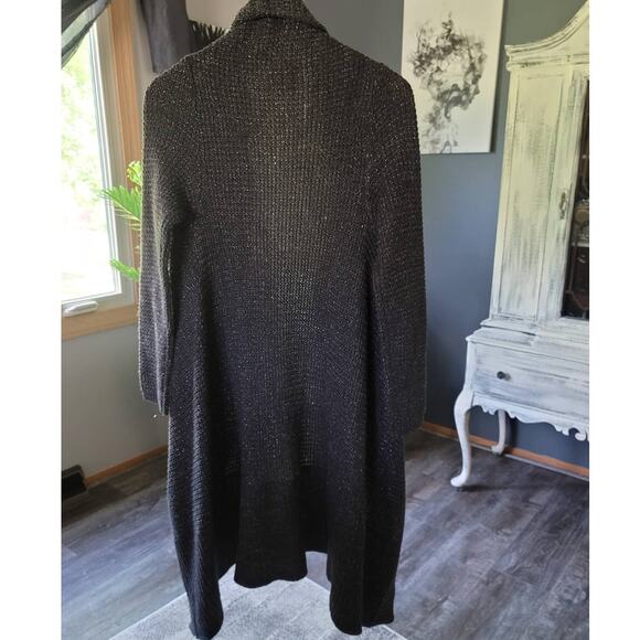 VINTAGE ROMEO & JULIET COUTURE BLACK SILVER LONG CARDIGAN - SMALL - Picture 2 of 7